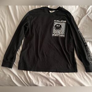 Boy’s H&M Charcoal Grey Cotton Long-Sleeve Graphic Smiley T-Shirt (Size:16/18Y)